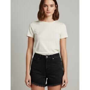 We the Free People Women Black Denim Cutoff Shorts Button Up Excellent Condition